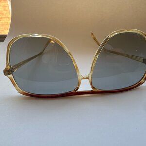 Vintage Oversized Amber Aviator Sunglasses